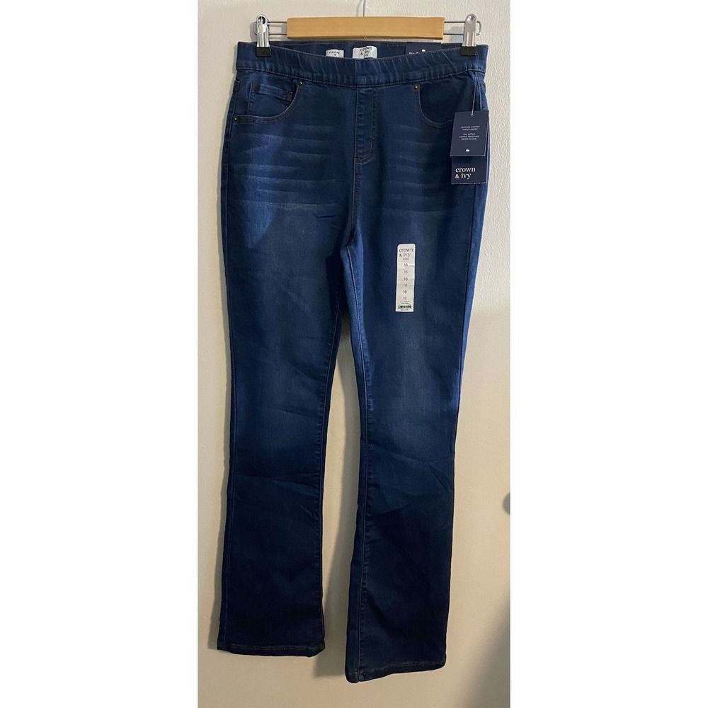 CROWN & IVY Girls Blue Denim Jeggings' "Carly‎ Wash" Flare Bottoms Size 16